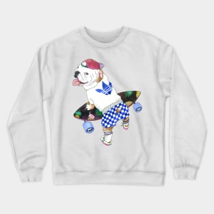 English Bulldog learning to skate Crewneck Sweatshirt